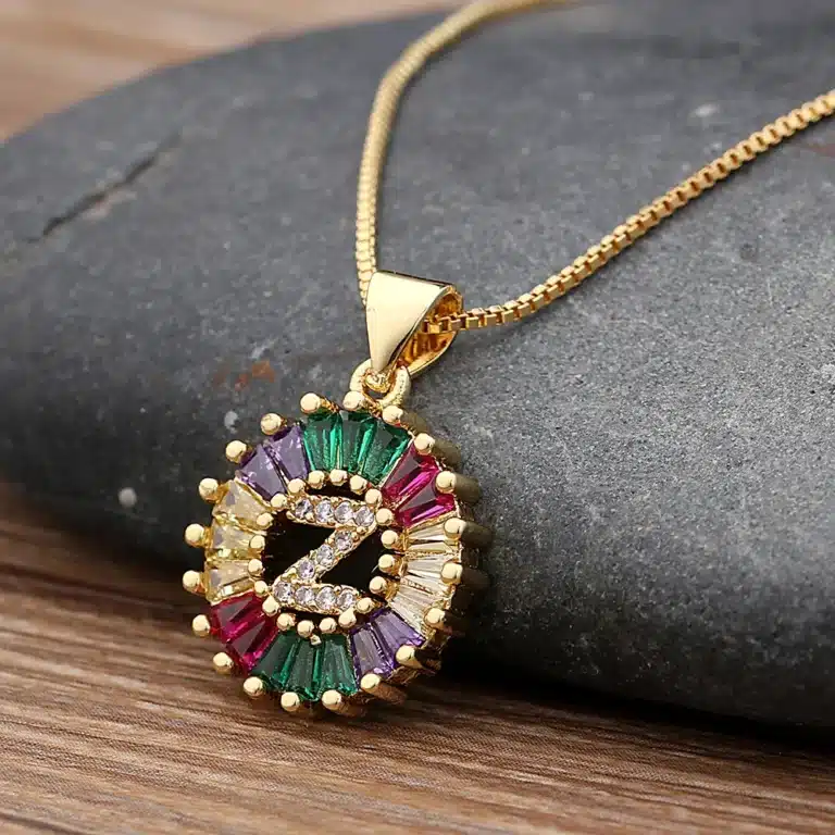 Collier femme initiale multicolore 3