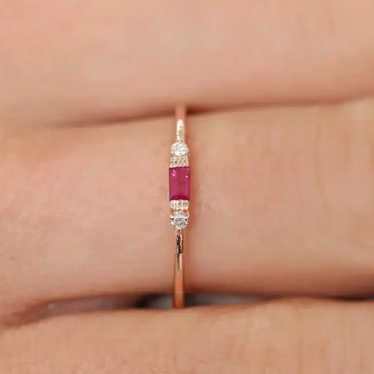 Bague de promesse fine colorée femme 2