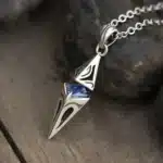 Collier homme pendentif tribal pierre bleue 1