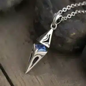 Collier homme pendentif tribal pierre bleue 1