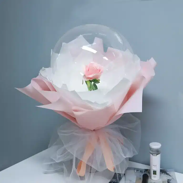 Bouquet rose éternelle sous bulle 8