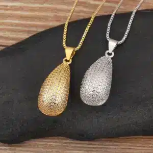 Collier femme goutte strass 1