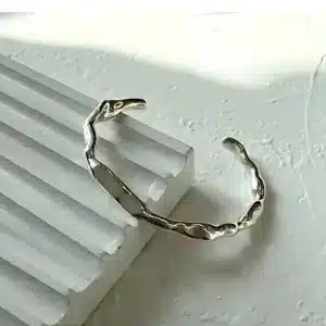 Bracelet jonc organique argent 1