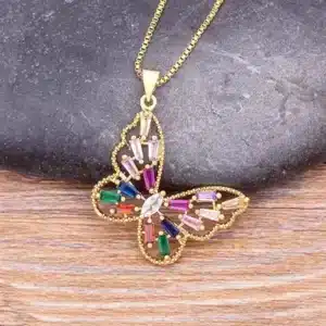 Bijou collier femme papillon multicolore 1