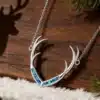 Collier femme bois de cerf opale