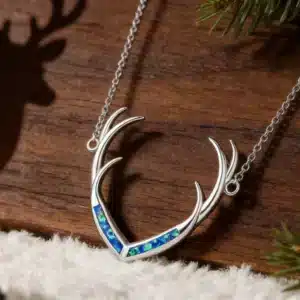 Collier femme bois de cerf opale 4
