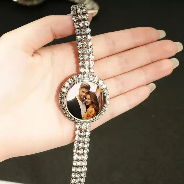 Bracelet femme personnalisé photo strass 1