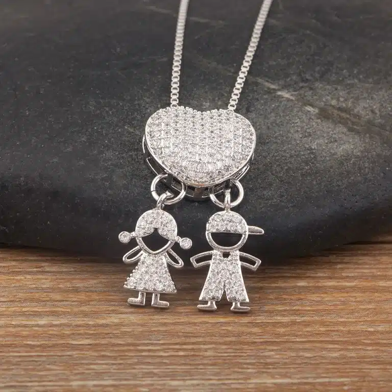 Collier femme coeur famille 5