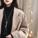 Collier long femme brillant torsadé 1
