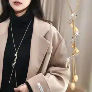 Collier long femme brillant torsadé 1