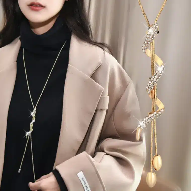 Collier long femme brillant torsadé 1