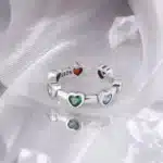 Bague femme mini coeurs colorés 1