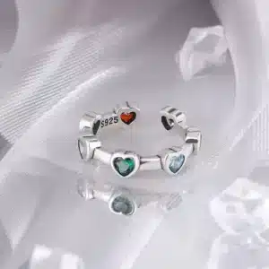 Bague femme mini coeurs colorés 1