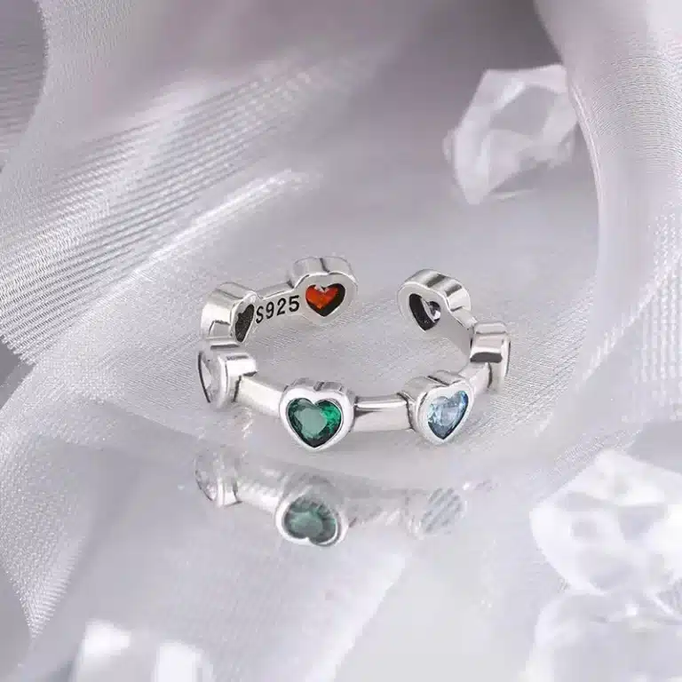 Bague femme mini coeurs colorés 1