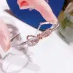 Bracelet femme noeud brillant rose gold et argent 1