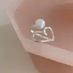 Bague de promesse coeur avec perle 2