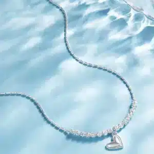 Collier cœur argent perles facettées 1