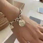 Bracelet argent femme breloques coeurs 1