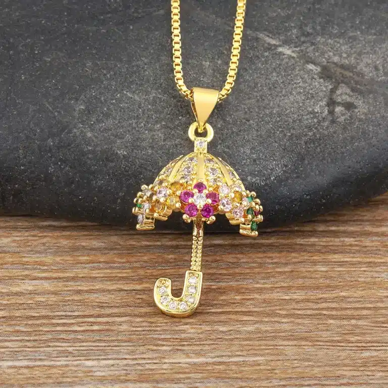 Collier femme pendentif parapluie 1