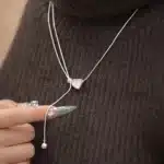 Collier coeur coulissant nacre femme 1