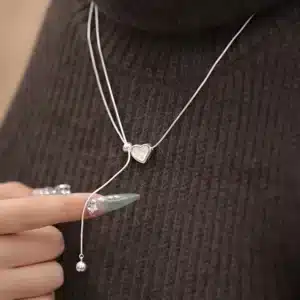 Collier coeur coulissant nacre femme 1