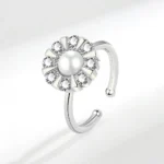 Bague femme anti stress brillante avec perle 2