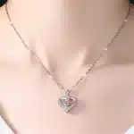 Collier femme coeur brillant strass 5