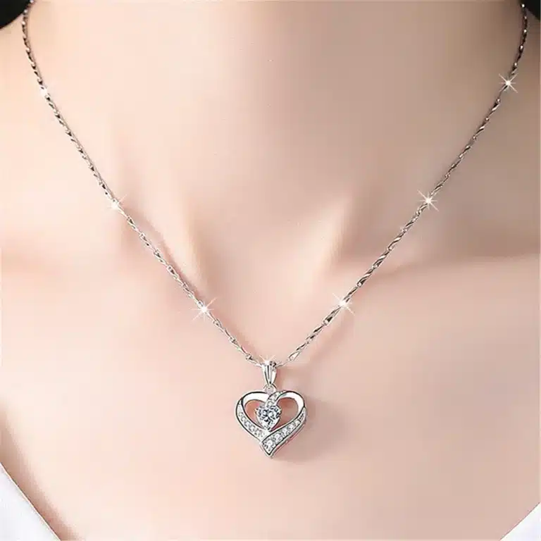 Collier femme coeur brillant strass 5