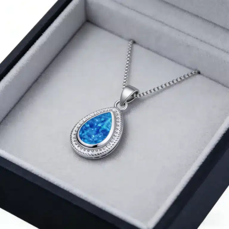 Collier femme larme bleue brillante 5