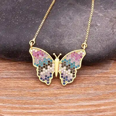 Collier femme papillon strass 1
