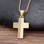 Collier femme croix dorée brillante 1
