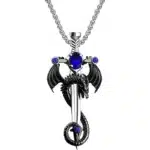 Collier couple gothique épée dragon 4
