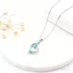 Collier femme coeur opale multicolore 5
