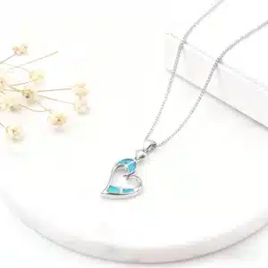 Collier femme coeur opale multicolore 5