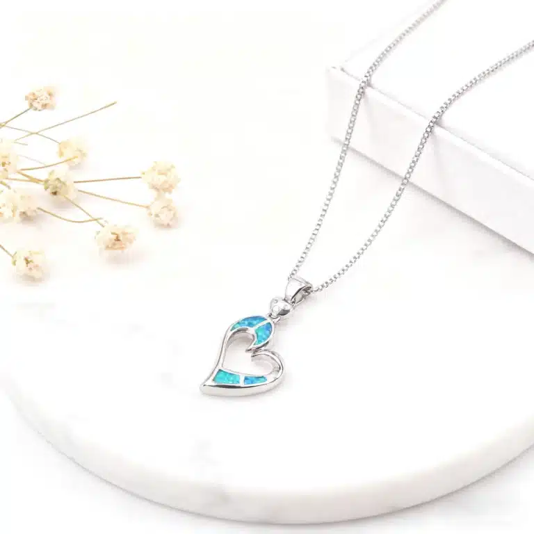 Collier femme coeur opale multicolore 5