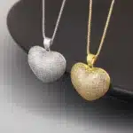Collier femme coeur épais strass 4