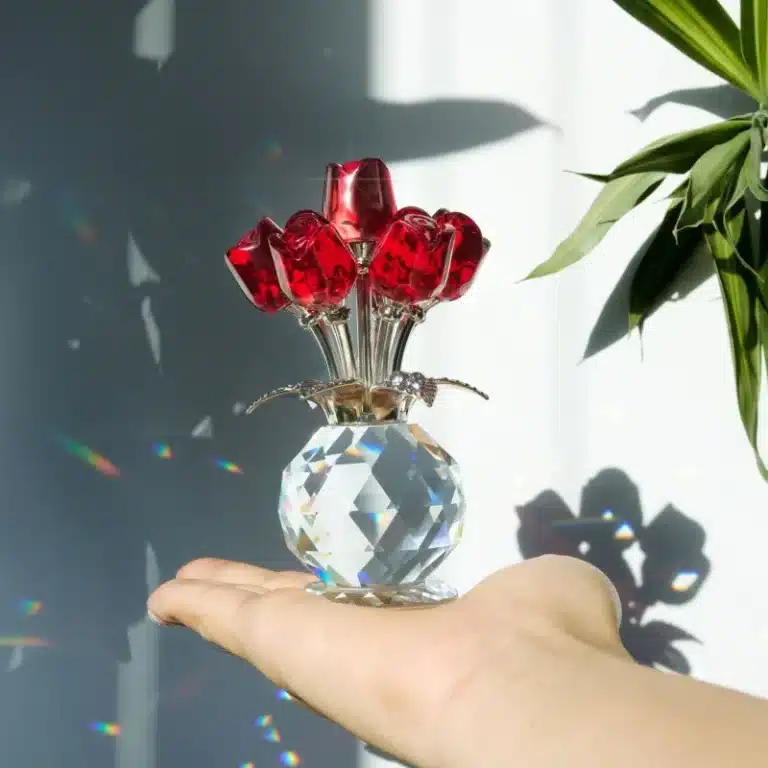 Bouquet de roses en cristal décoratif 1