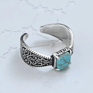 Bague ethnique turquoise argent