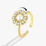 Bague femme anti stress brillante avec perle 1