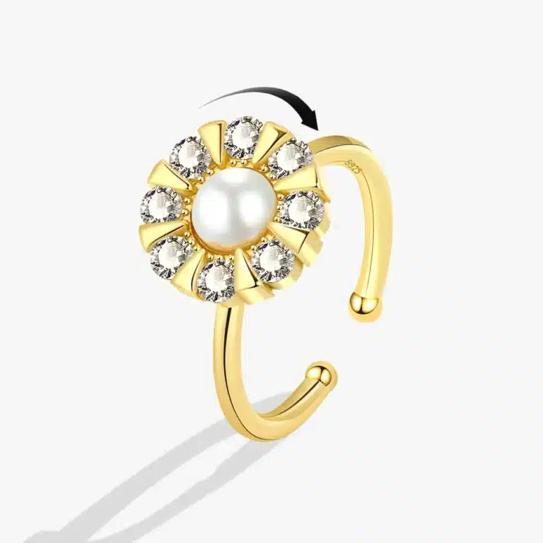 Bague femme anti stress brillante avec perle 1