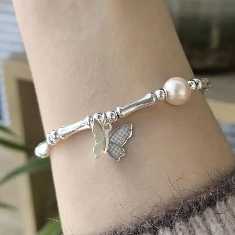 Bracelet femme papillon nacré perle 1