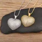 Collier femme coeur épais strass 1