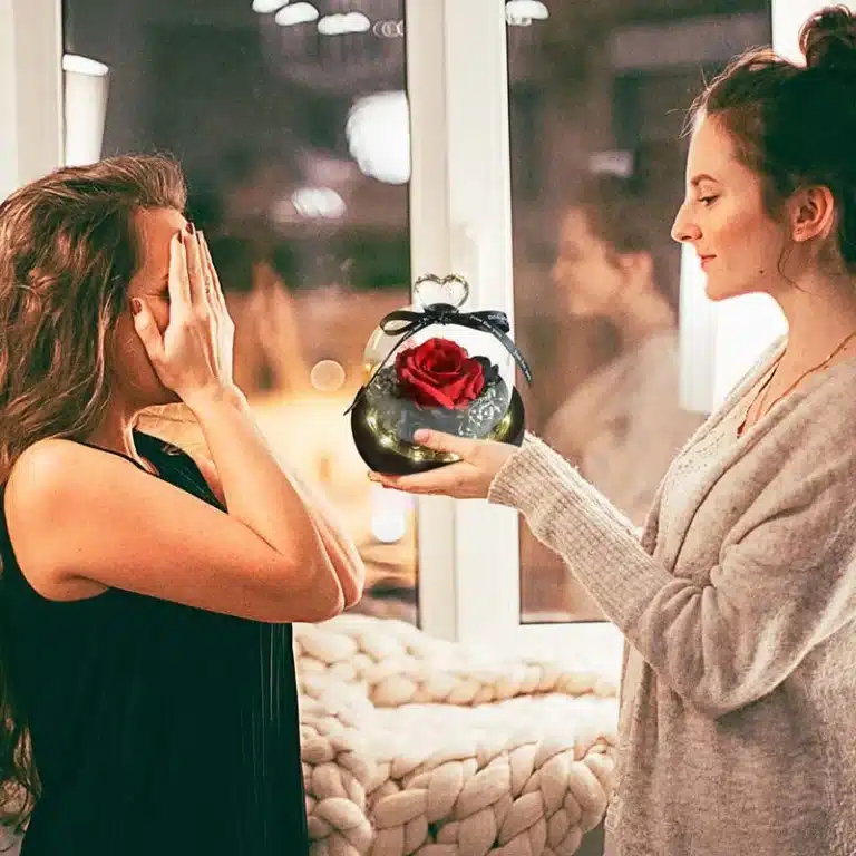 Rose éternelle cloche La Belle et La Bête 4