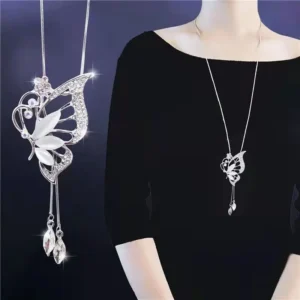 Collier long femme papillon brillant 1