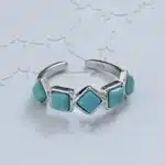 Bague femme géométrique turquoise argent 1