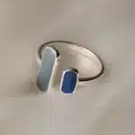 Bague femme design pierres bleues 1