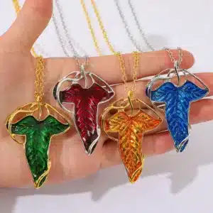Collier femme feuille argentée 5