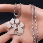 Collier couple patte de chien acier inoxydable 4