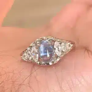 Bague femme argent pierre bleue 1