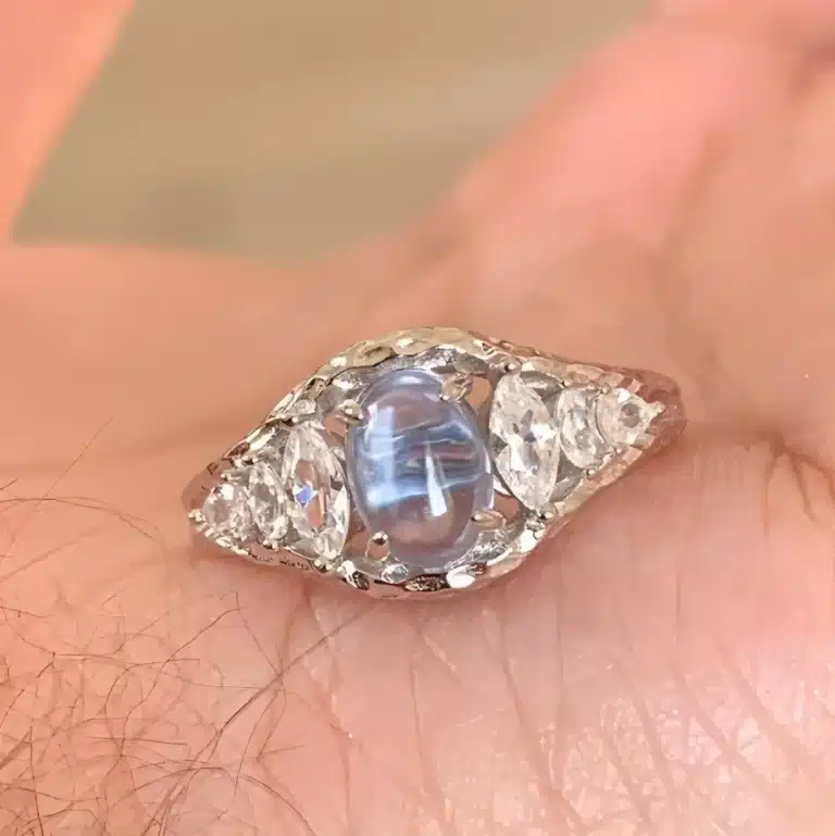 Bague femme argent pierre bleue 1